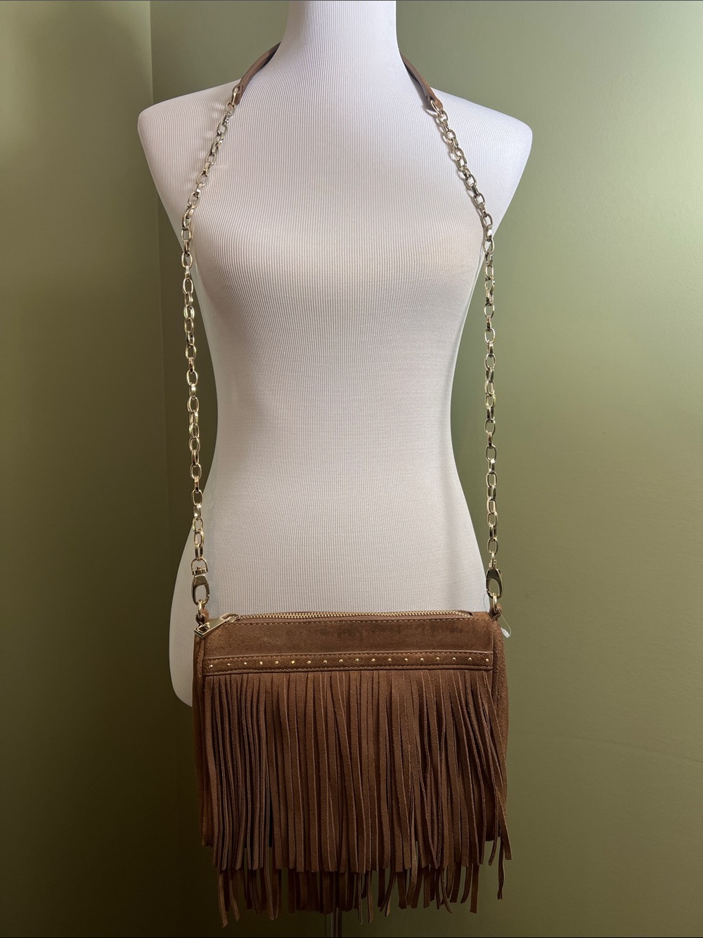 NWOT | WHBM Fringe Suede Crossbody Bag